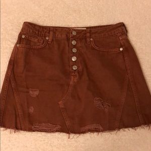 Free People Denim A-Line Skirt